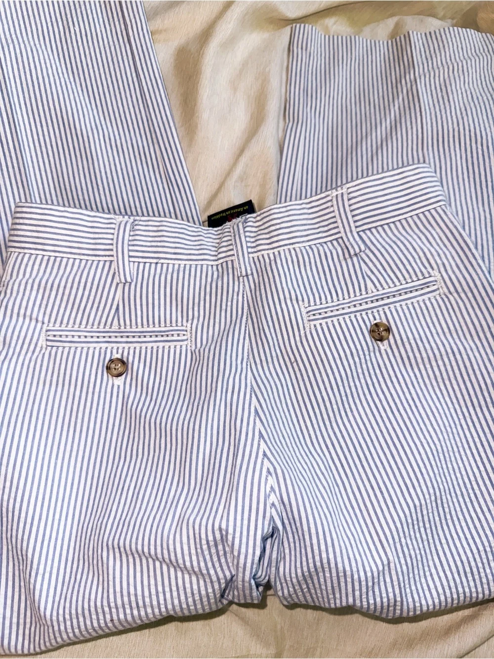 T.F. Laurence Striped Seersucker Pants - Blue & White